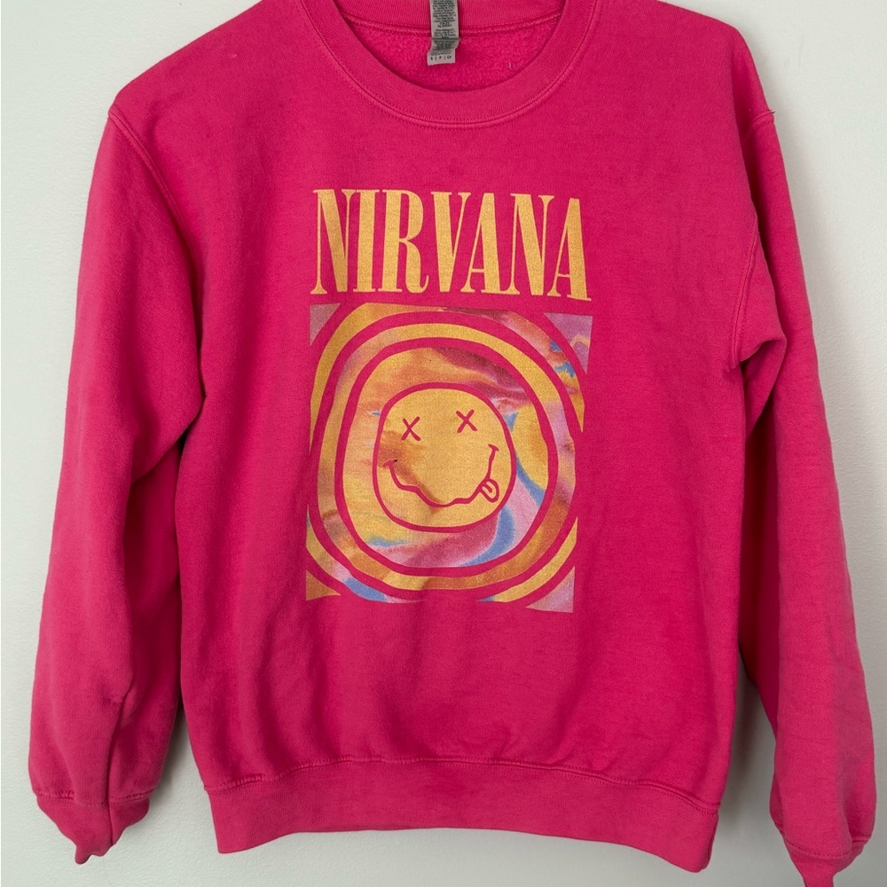 Nirvana Gildan Pink Sweatshirt Womens size Small